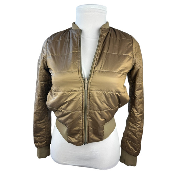 *Damaged/Flawed Lululemon Non-Stop Bomber Jacket Bold Beige Gold Zip Size 4 - Picture 2 of 16